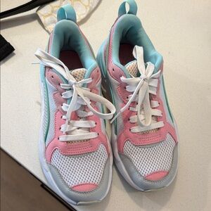 Kids Pink and Blue Puma Sneakers